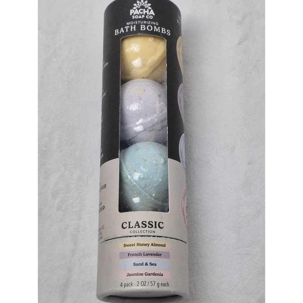 Pacha Soap Co‎ Classic Collection Moisturizing Bath Bombs 4-Pack 2oz Each Vegan